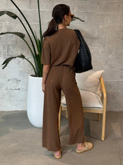 DEX Textured Top and Culotte Pant Set