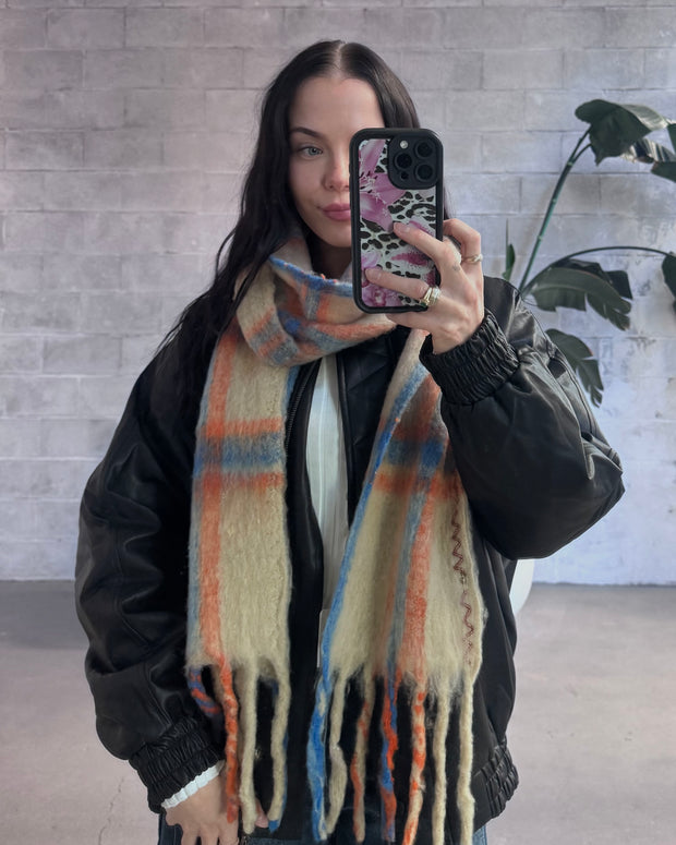 FREE PEOPLE Highland Plaid Skinny Scarf