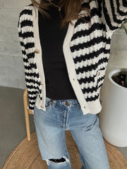 BLACK TAPE Textured Striped Cardigan