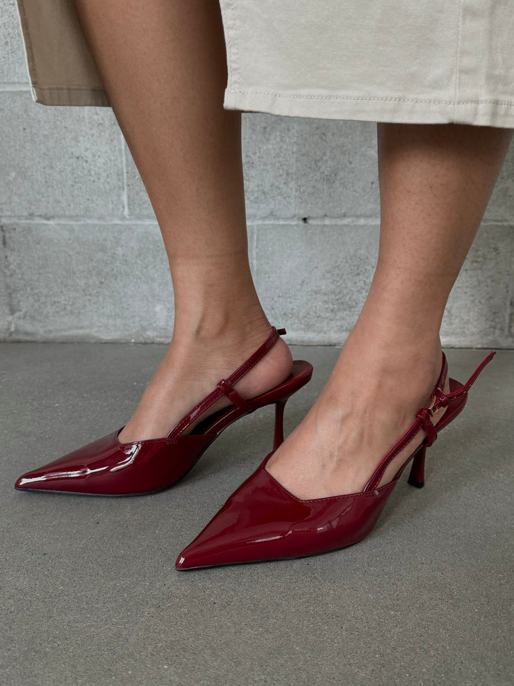 BILLINI Isabel Cherry Red Patent Slingback Heel