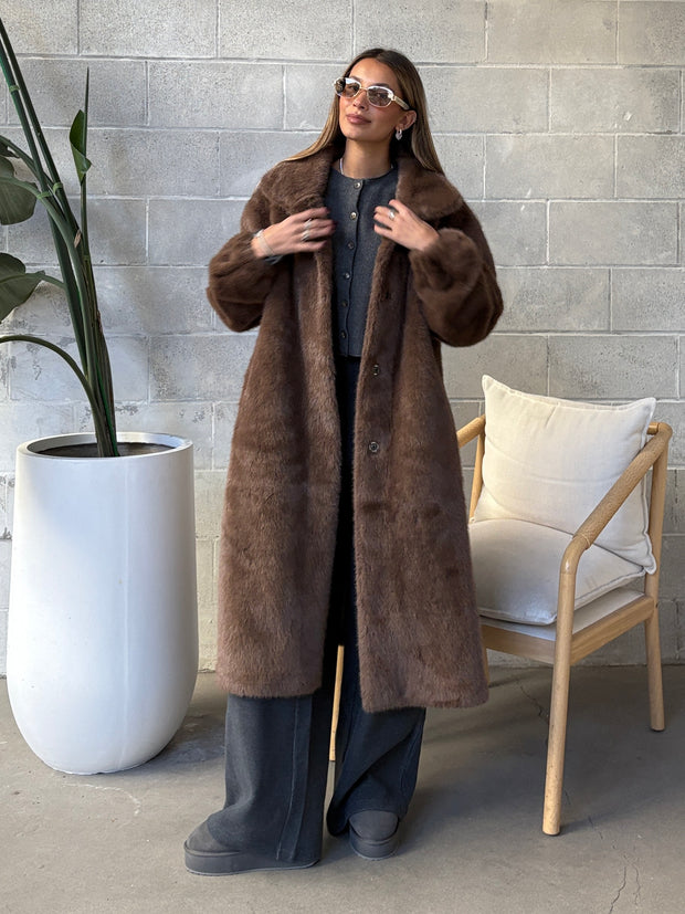 C'EST MOI Long Faux Fur Coat