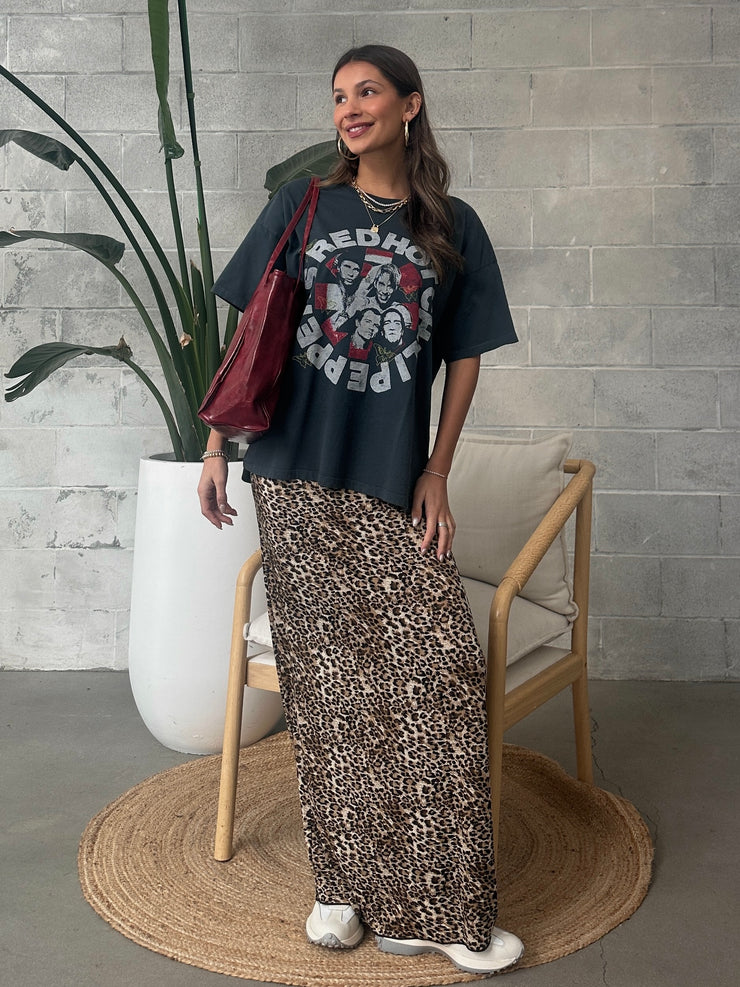 27 Lace Trim Leopard Maxi Skirt