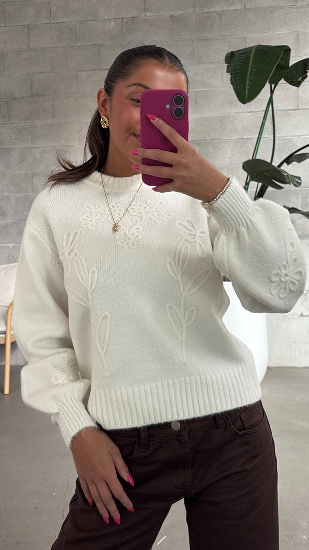 RD STYLE Rhiana Floral Embroidered Knit Sweater