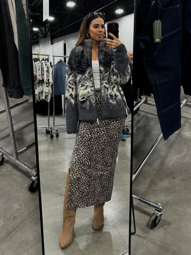 KUWALLA "Horsey Time" and "Wolf Pack" Unisex Sherpa Zip Up Jackets