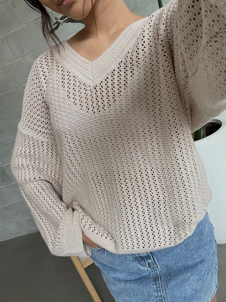 Z SUPPLY Kiami V-Neck Crochet Sweater