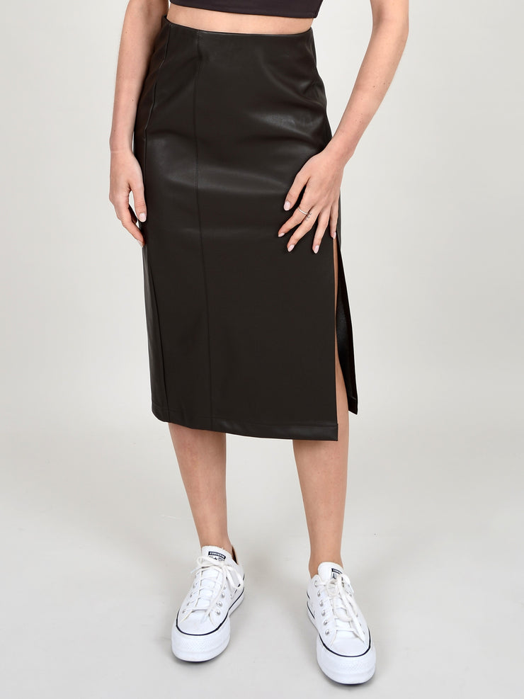 SPANX Faux Leather Pencil Skirt,Very Black,S : : Fashion