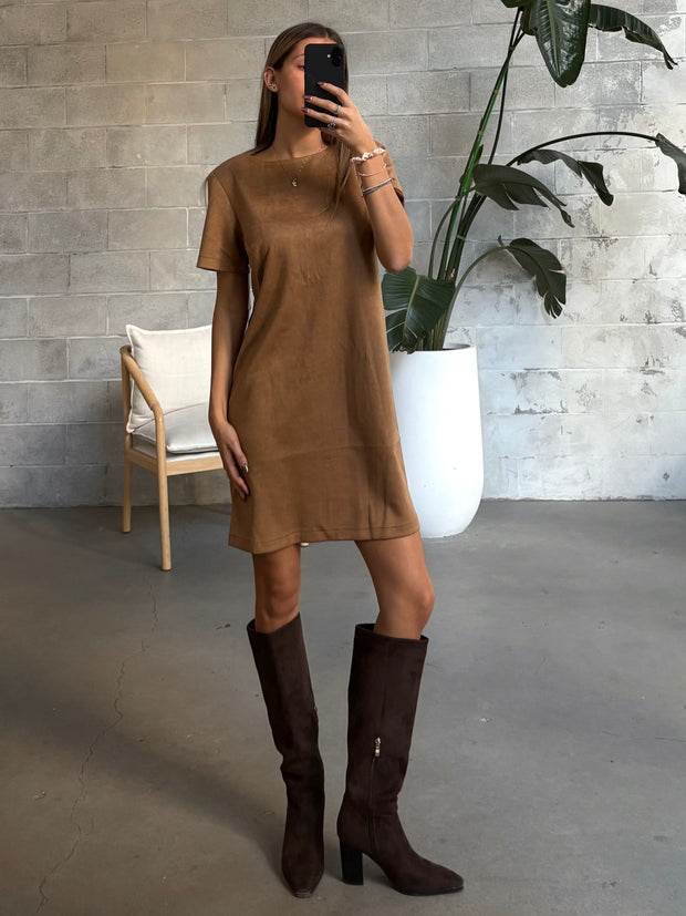 DEX Faux Suede T-Shirt Dress
