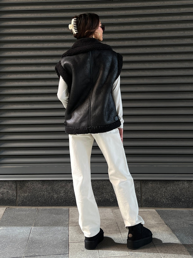 RD STYLE Amira Faux Leather Sherpa Vest