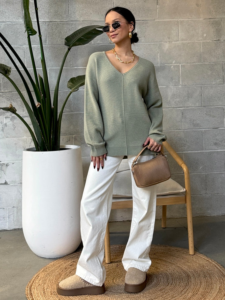 GENTLE FAWN Lisbon V-Neck Waffle Knit Sweater