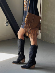 27 Texas Woven Fringe Crossbody Bag