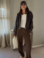 DEX Straight Leg Brown Checkered Pant