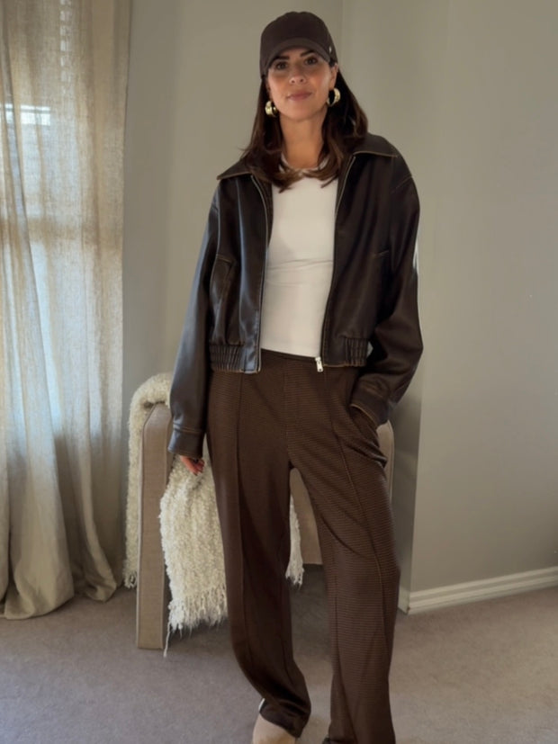 DEX Straight Leg Brown Checkered Pant