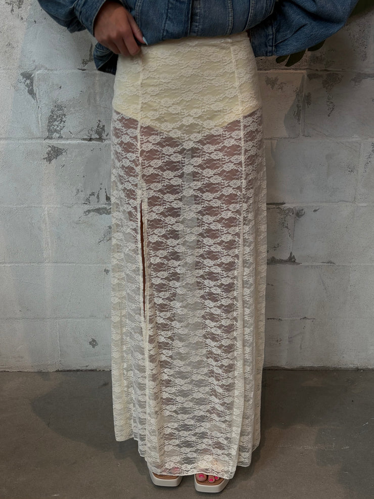 27 Sheer Lace Maxi Skirt