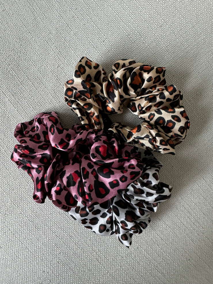 27 Satin Leopard Print Scrunchie 3 Piece Set