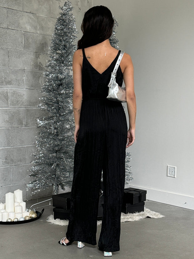 BLACK TAPE Belted Wrap Wide Leg Jumpsuit