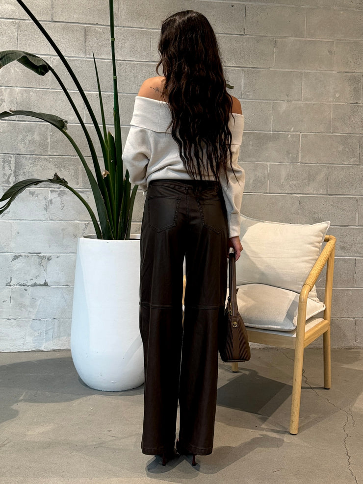 RD STYLE Faux Leather Wide Leg Polaris Pant