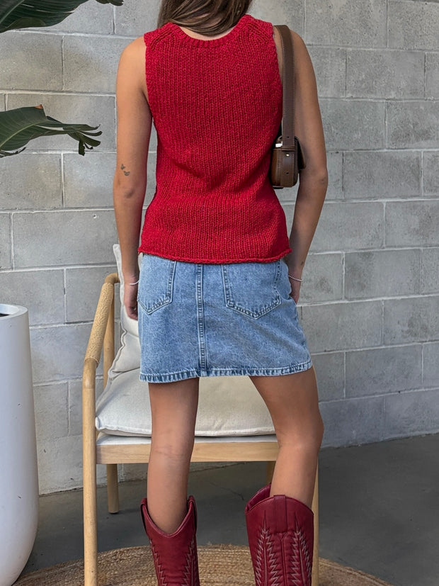 DEX Sleeveless Crochet Knit Tank