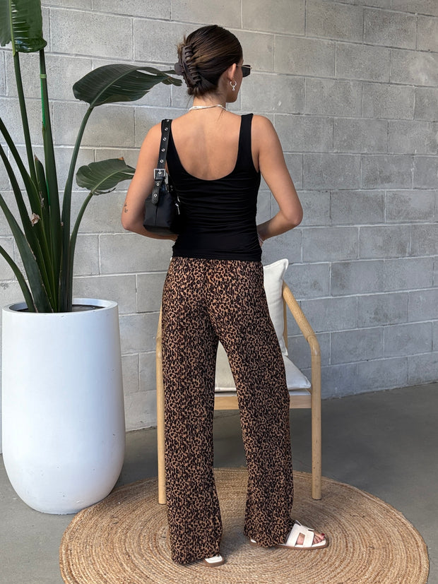 DEX Leopard Pleated Wide Leg Pant