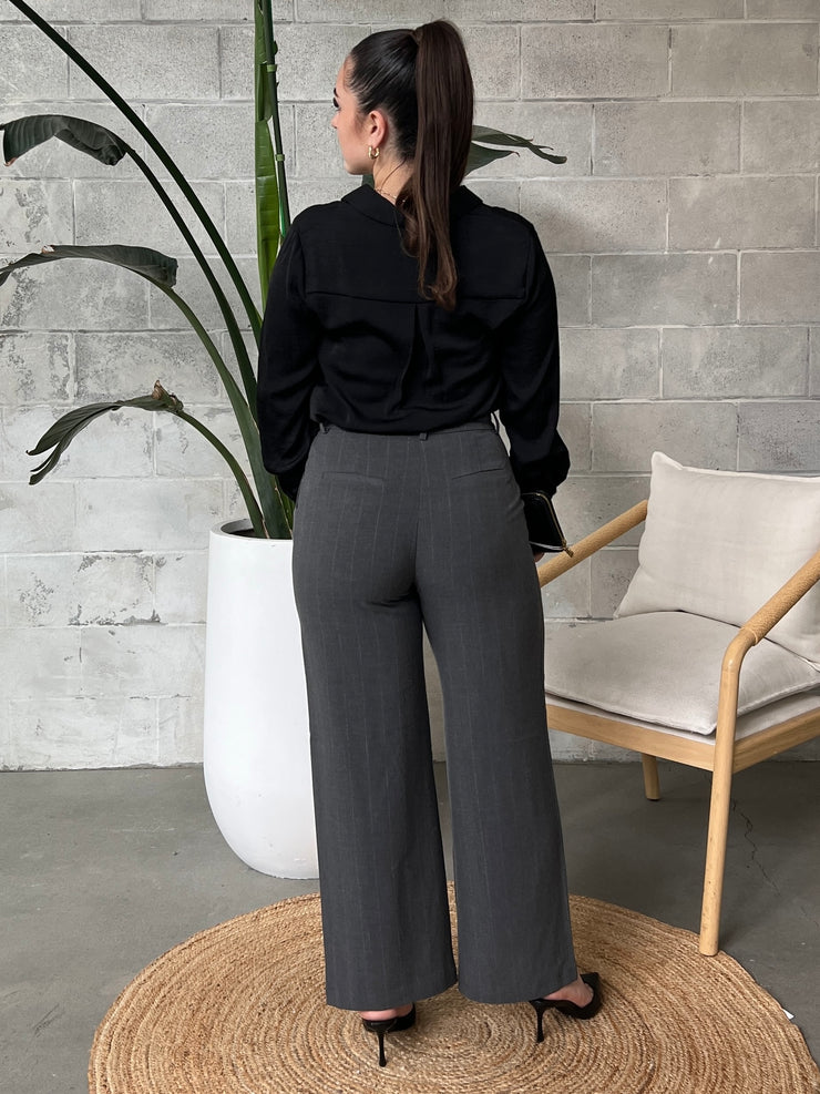 BLACK TAPE Wide Leg Pinstripe Trouser