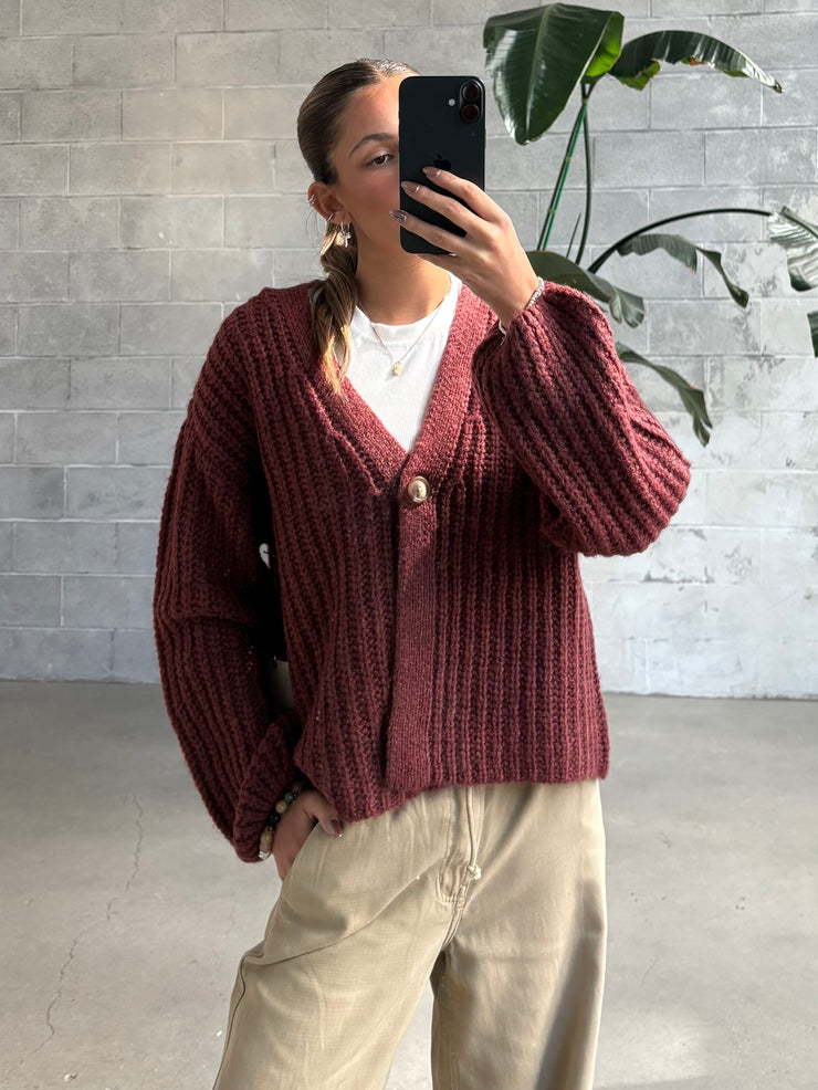 ROOM 34 Single Button Knit Cardigan