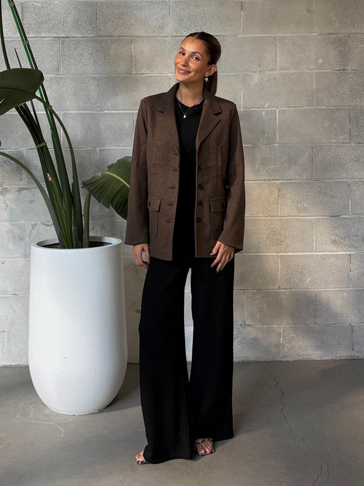 BLACK TAPE Textured Drop Shoulder Top and Wide Leg Pant Set