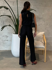 BLACK TAPE Pleated Mockneck Top and Pull on Pant Set