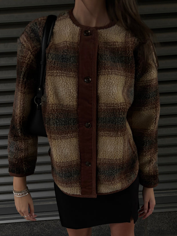 RD STYLE Sophie Plaid Sherpa Jacket