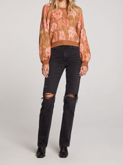 SALTWATER LUXE Noble Crewneck Floral Knit Sweater