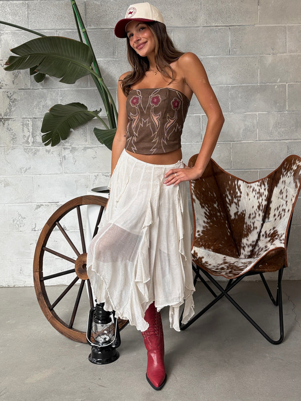 27 Western Floral Embroidered Corset Top