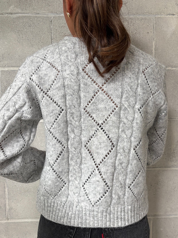 RD STYLE Jocasta Crewneck Cable Knit Cardigan