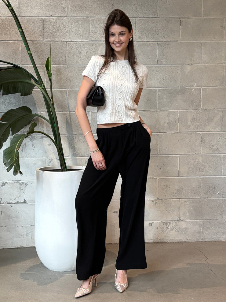 BLACK TAPE Crystal Cable Knit Sweater Top