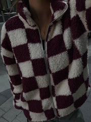NOISY MAY Luca Checkered Fleece Jacket