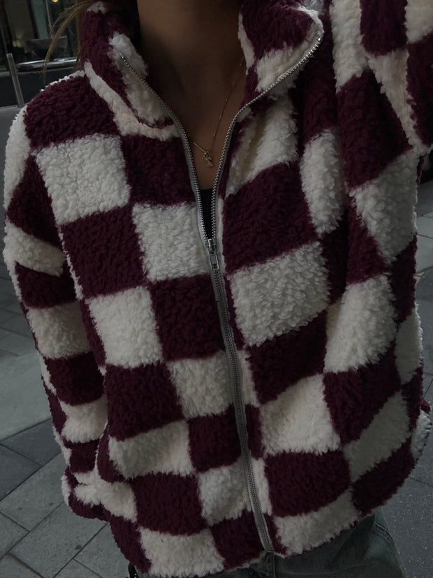 NOISY MAY Luca Checkered Fleece Jacket