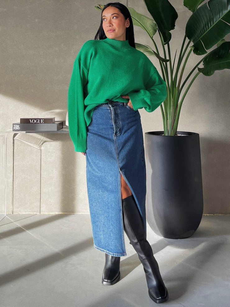 MADISON THE LABEL Sabrina Knit Mock-Neck Sweater