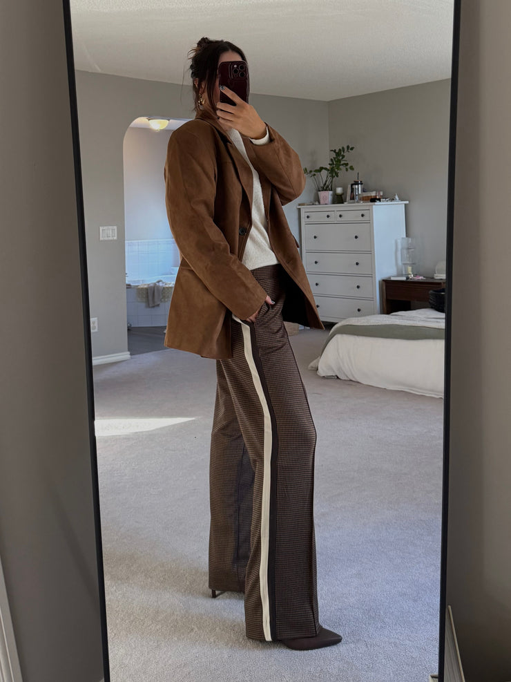 DEX Straight Leg Brown Checkered Pant