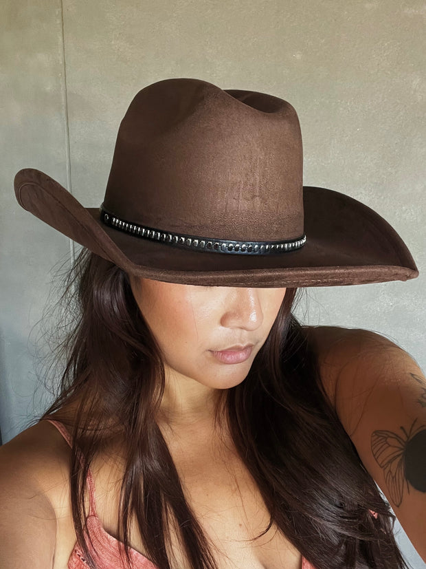 27 Studded Band Suede Cowboy Hat