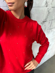 DEX Long Sleeve Embellished Sweater