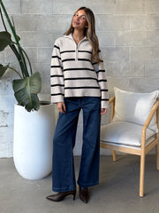 ROOM 34 Half Zip Rib Knit Sweater