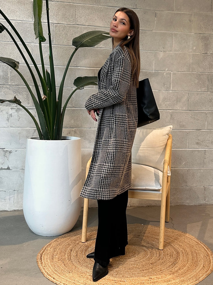 DEX Houndstooth Long Blazer Coat