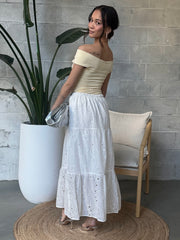 ROOM 34 Embroidered Eyelet Maxi Skirt