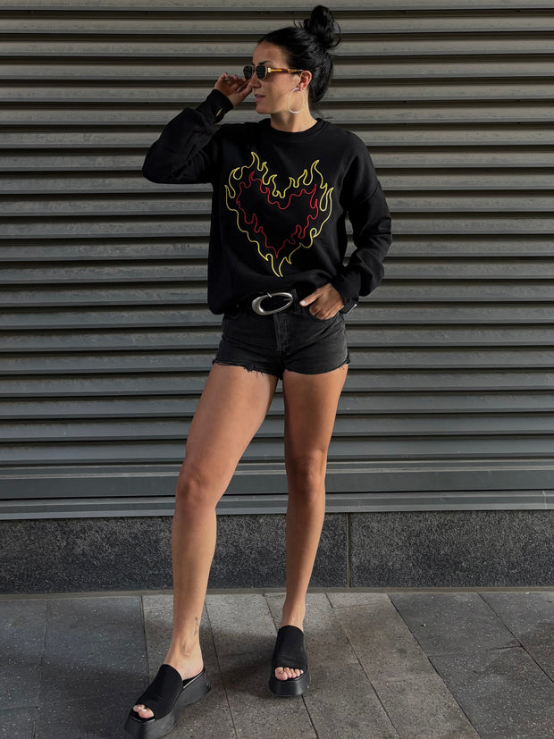 THE LAUNDRY ROOM Burn Heart Crewneck Sweatshirt