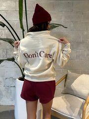 27 "Don't Know Don't Care" Half-Zip Pullover Sweater