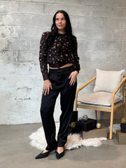 BLACK TAPE Bow Button Leopard Cardigan