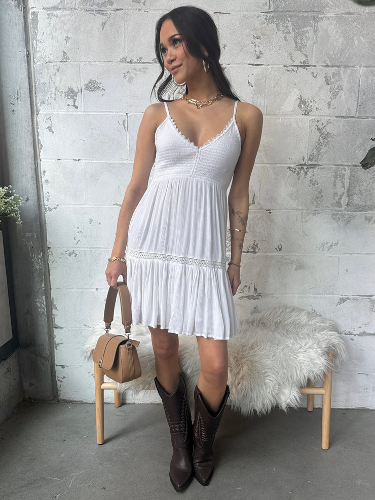 RD STYLE Sharlyn Shirred Tie Back Mini Dress