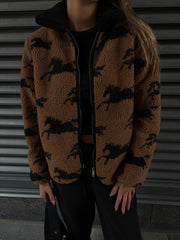 RD STYLE Jolene Horse Print Sherpa Jacket