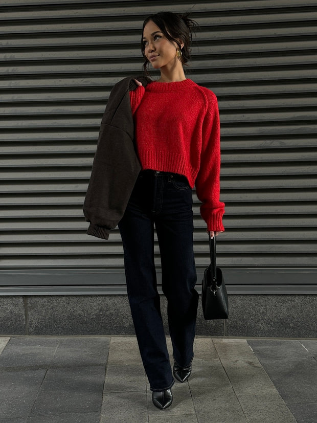 C'EST MOI Crop Knit Crewneck Sweater