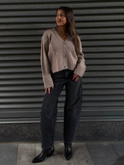 DEX Cuffed Sleeve Textured Cardigan