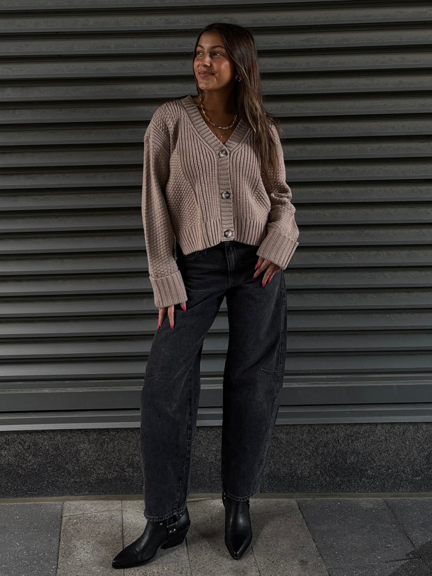 DEX Cuffed Sleeve Textured Cardigan
