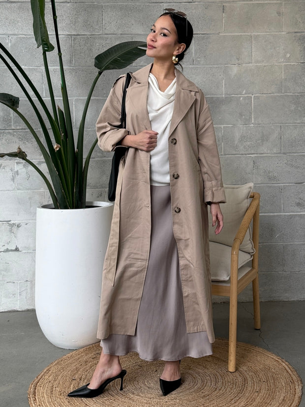 ONLY Long Line Belted Trench Coat