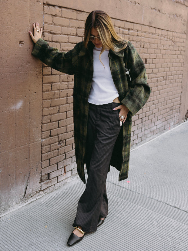 BLACK TAPE Pinstripe Button Hem Trouser